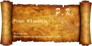 Puer Klaudia névjegykártya